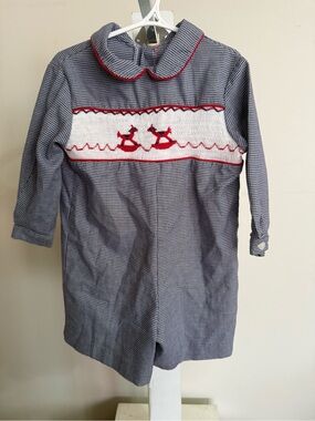 Vintage Smocked Luli & Me Rocking Horse Romper